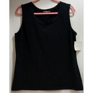 NWT Croft & Barrow Women’s XL Black Stretch Tank Top Lace Trim Classic Layer